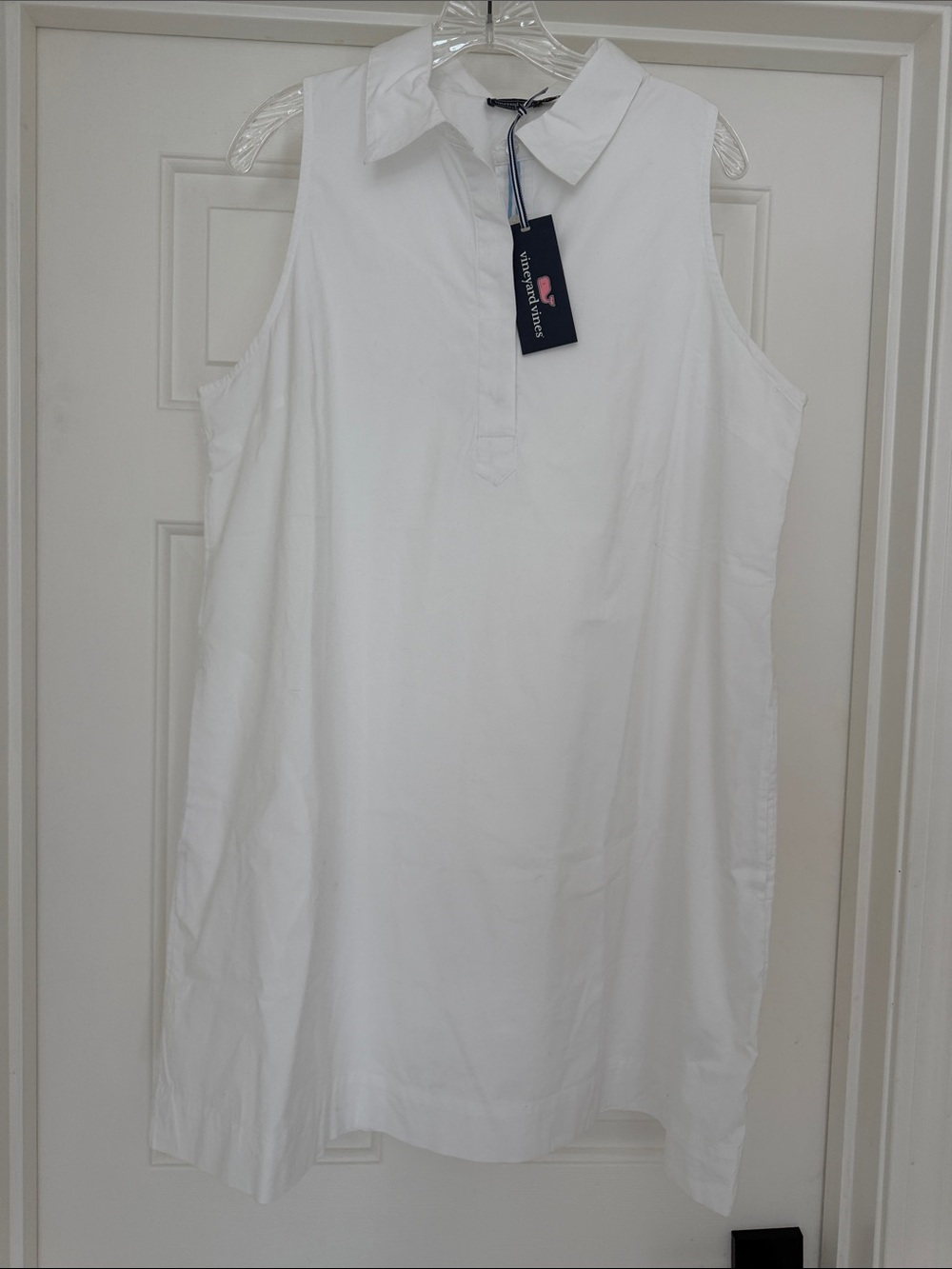 Vineyard Vines White Sleeveless Collared Midi Dress Size L